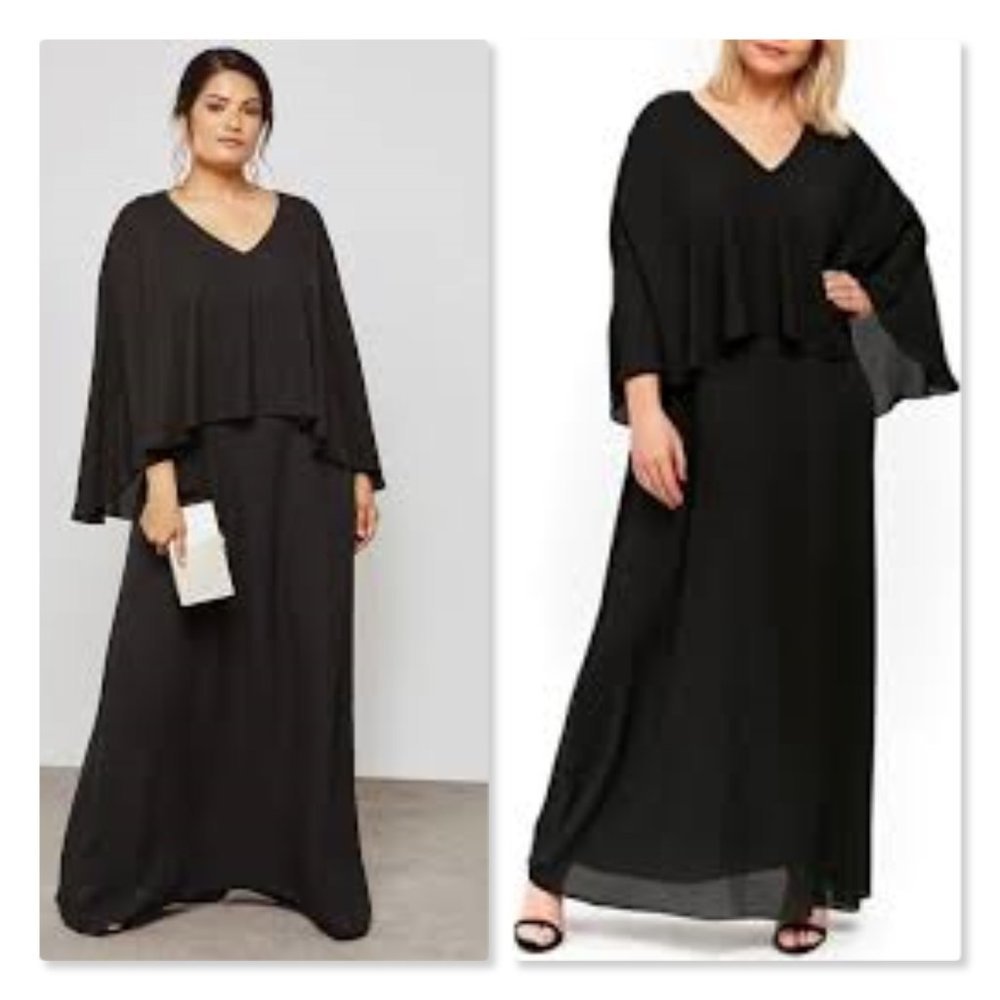 NEW Evans Black Overlay Maxi Dress sz 18